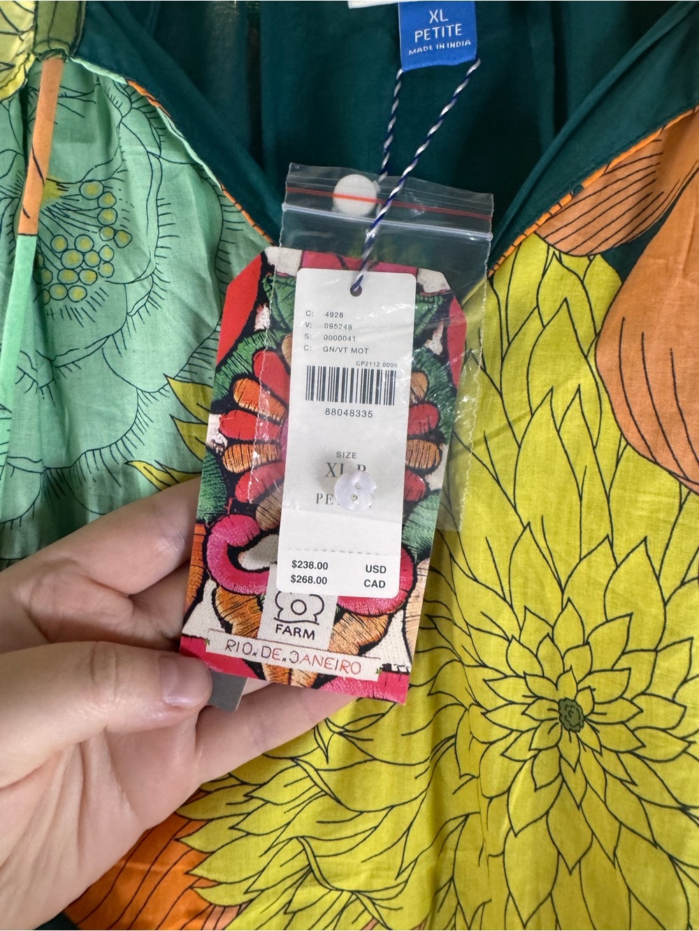 NWT Farm Rio x Anthropologie Floral High Low Midi Dress XL Petite Boho Tassel - Picture 4 of 14